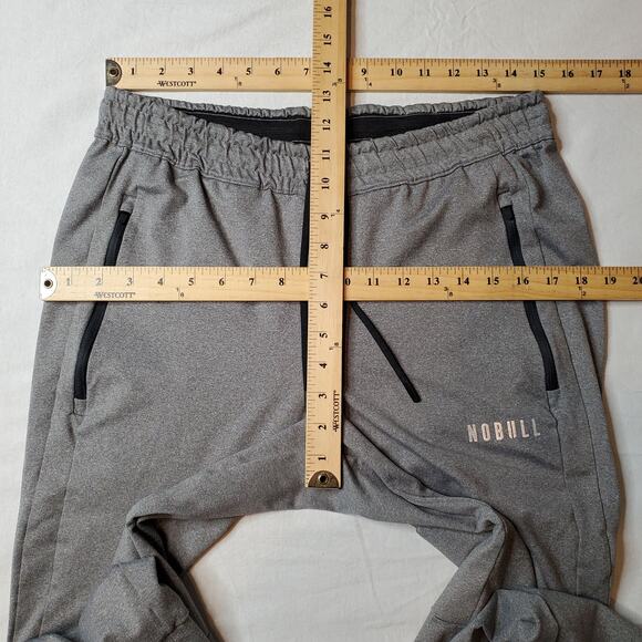 NoBull Men's Size M Jogger Sweatpant Drawstring Zip Pockets Heathered Gray - Picture 2 of 7